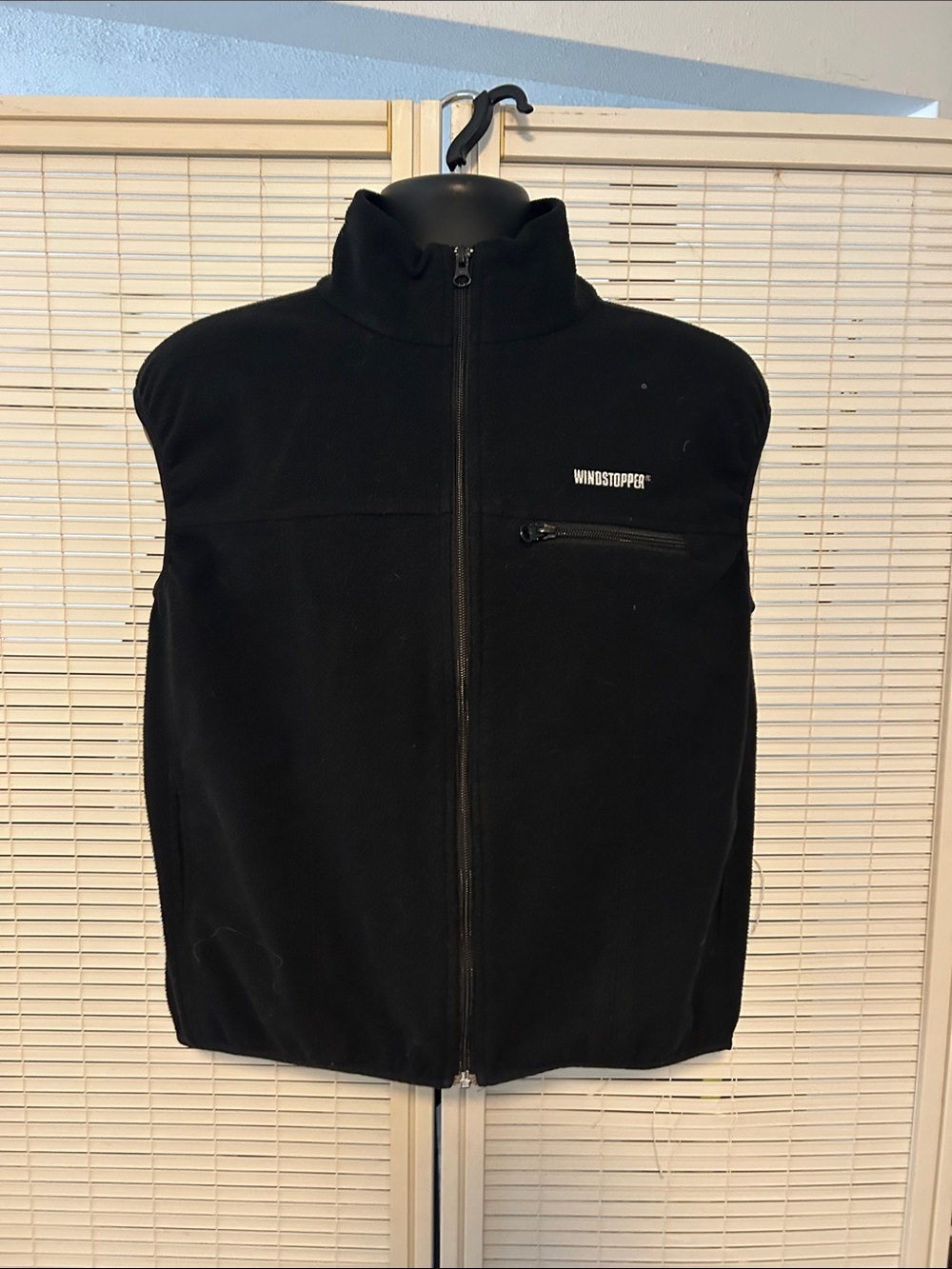 Windstopper Men's Black Fleece Vest with Zip Chest Pocket